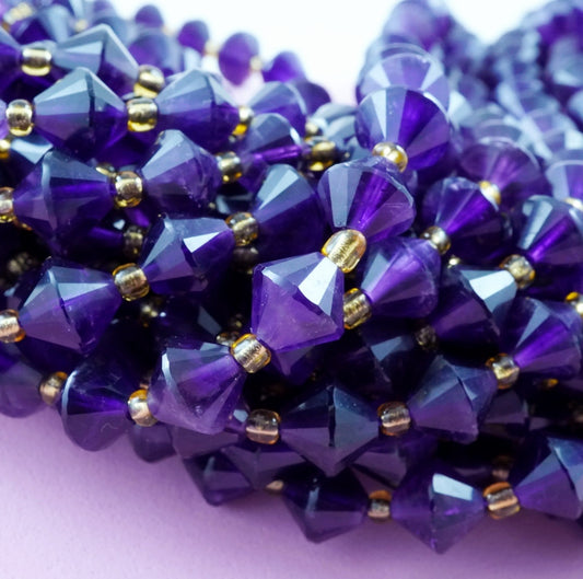 Amethyst (Bicone)(Faceted)(8mm)(16"Strand)