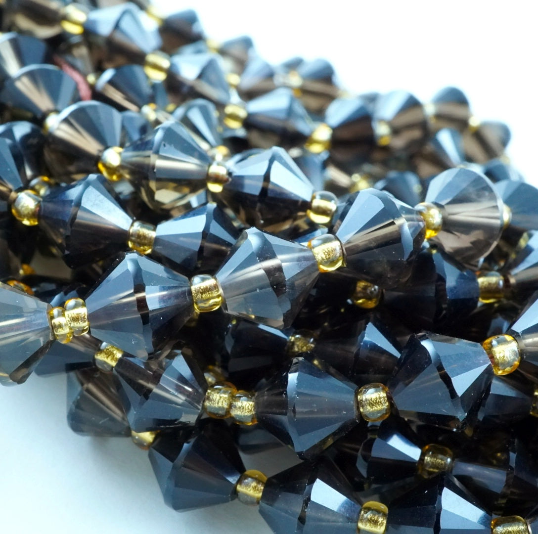 Smoky Quartz (Bicone)(Faceted)(8mm)(16"Strand)