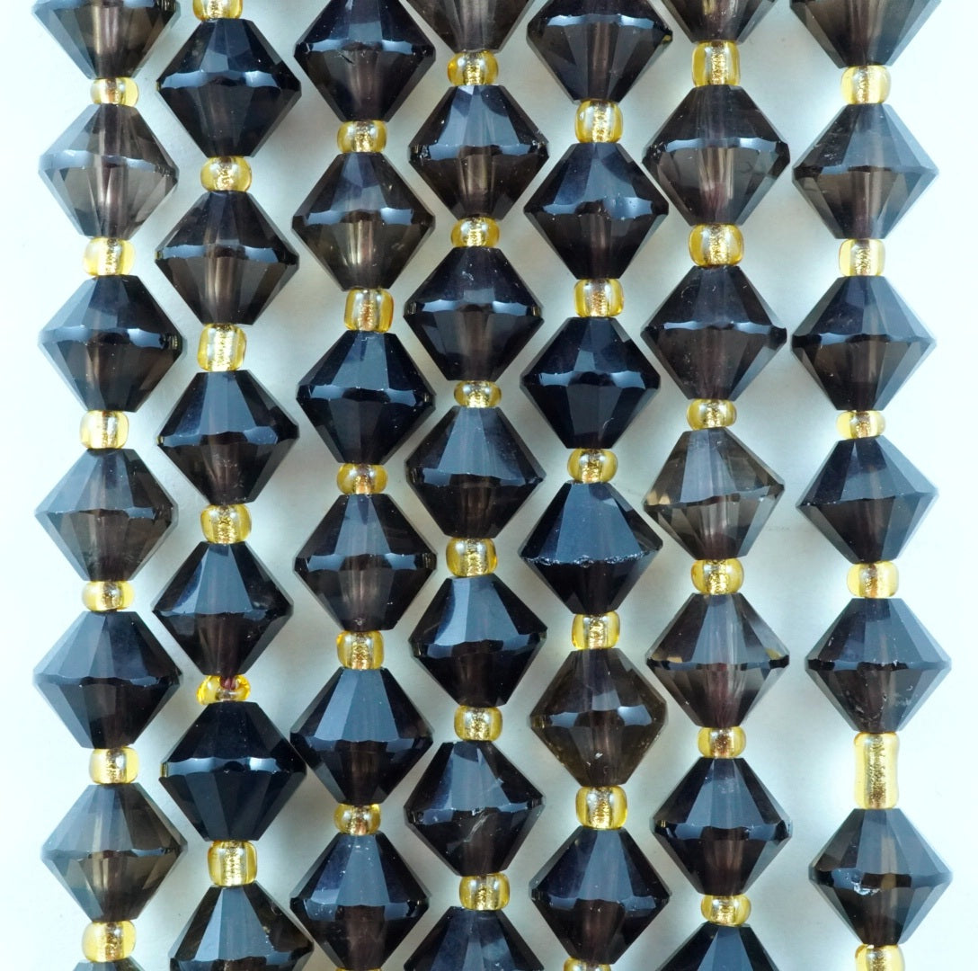 Smoky Quartz (Bicone)(Faceted)(8mm)(16"Strand)