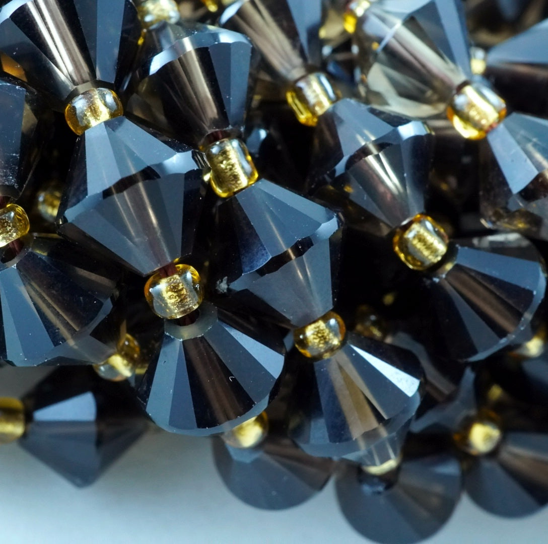 Smoky Quartz (Bicone)(Faceted)(8mm)(16"Strand)