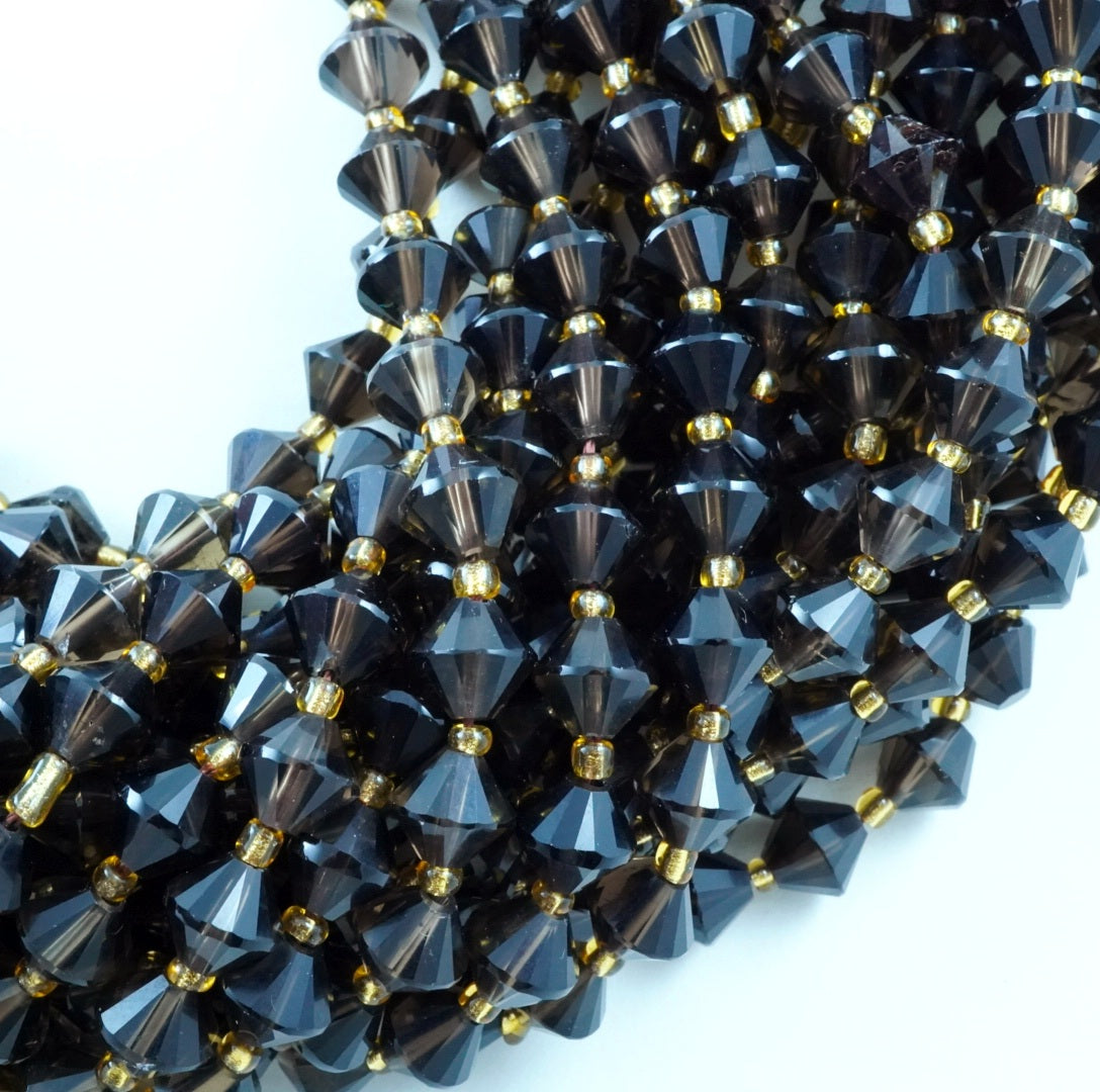 Smoky Quartz (Bicone)(Faceted)(8mm)(16"Strand)