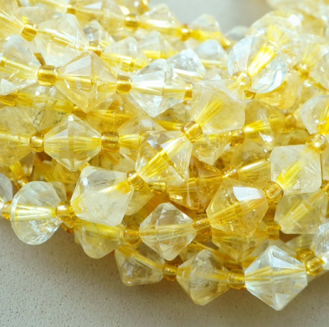 Citrine (Bicone)(Faceted)(8mm)(16"Strand)