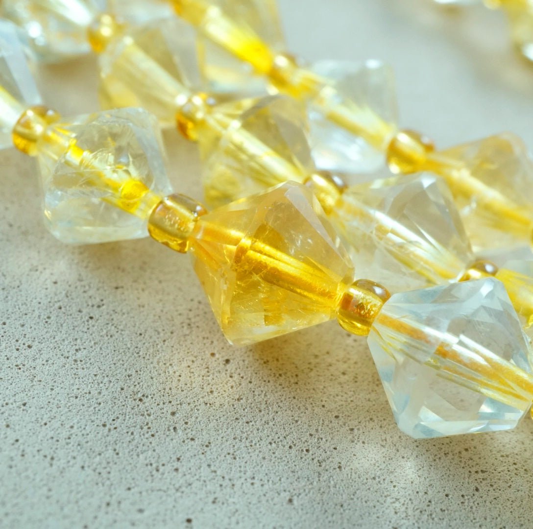 Citrine (Bicone)(Faceted)(8mm)(16"Strand)