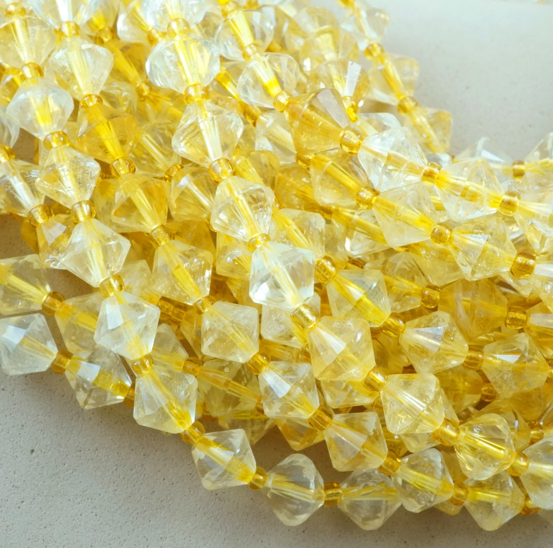 Citrine (Bicone)(Faceted)(8mm)(16"Strand)