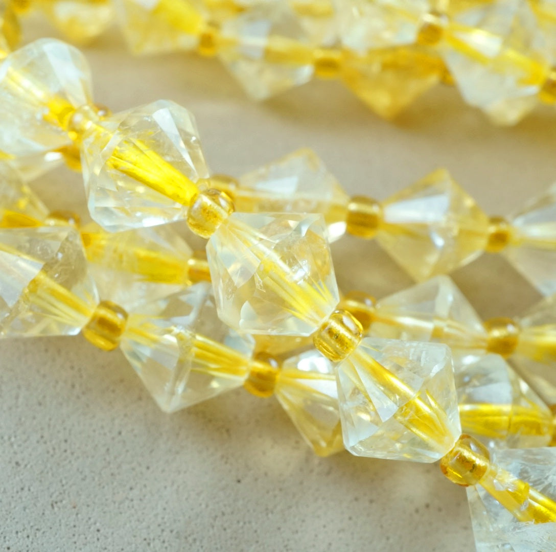 Citrine (Bicone)(Faceted)(8mm)(16"Strand)