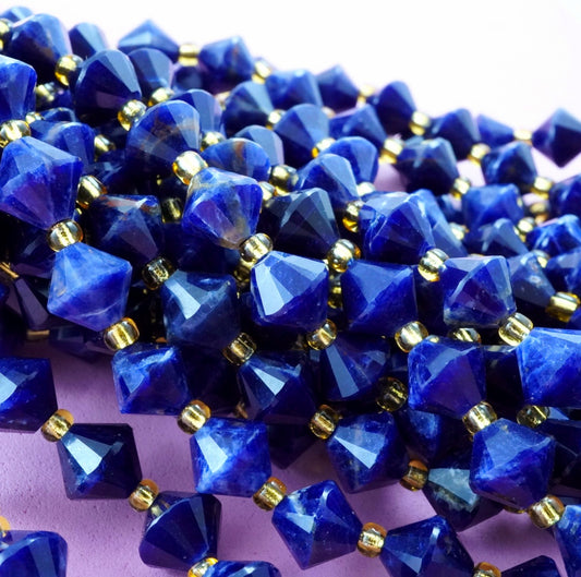 Sodalite (Bicone)(Faceted)(8mm)(16"Strand)