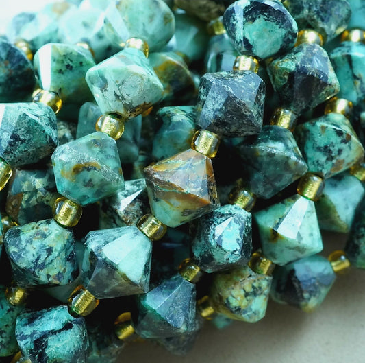 African Turquoise (Bicone)(Faceted)(8mm)(16"Strand)