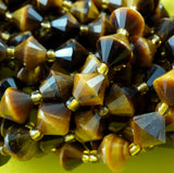 Tiger Eye (Bicone)(Faceted)(8mm)(16"Strand)