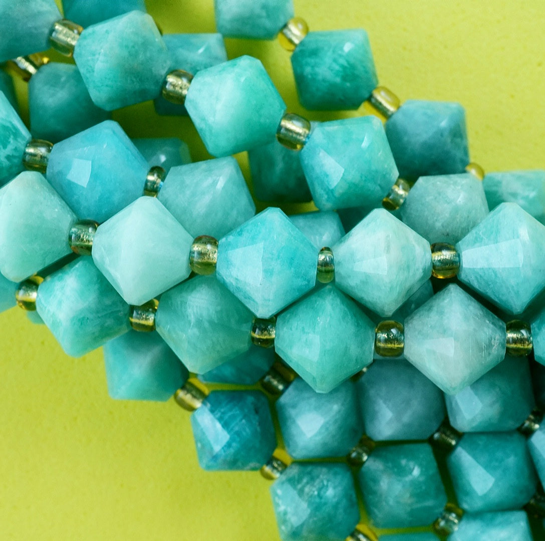 Russian Amazonite (Bicone)(Faceted)(8mm)(16" Strand)