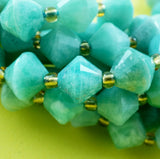 Russian Amazonite (Bicone)(Faceted)(8mm)(16" Strand)
