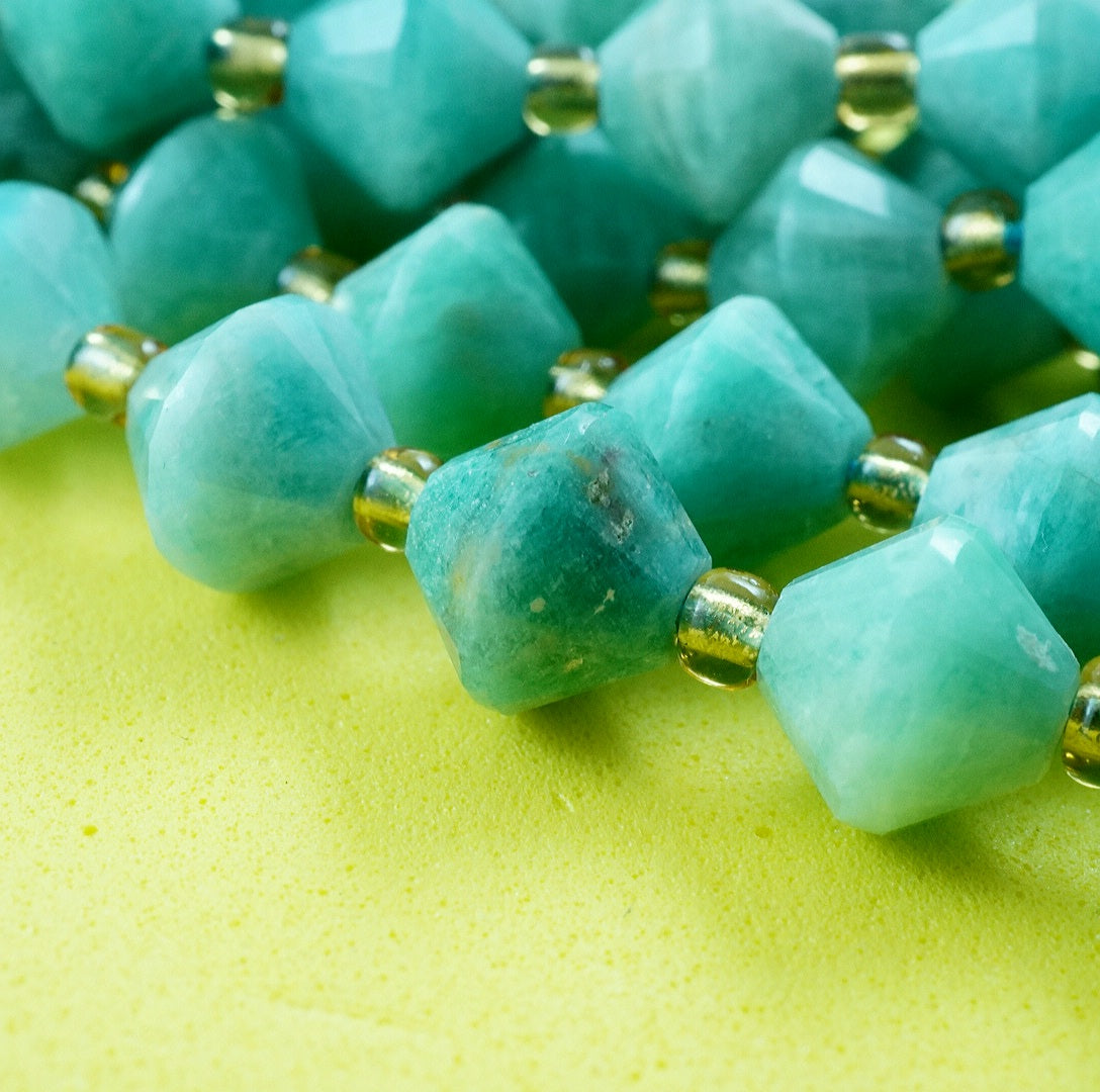 Russian Amazonite (Bicone)(Faceted)(8mm)(16" Strand)