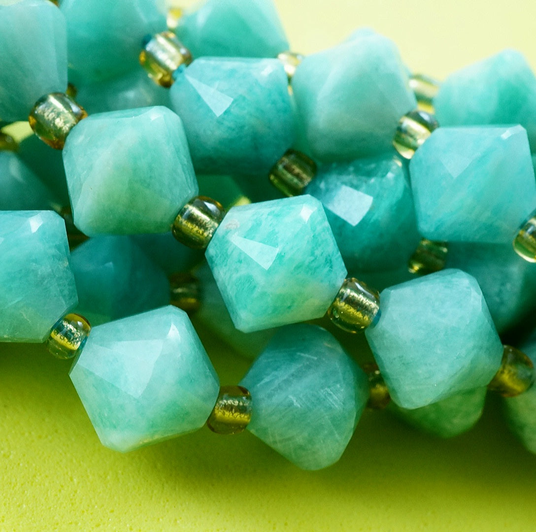 Russian Amazonite (Bicone)(Faceted)(8mm)(16" Strand)