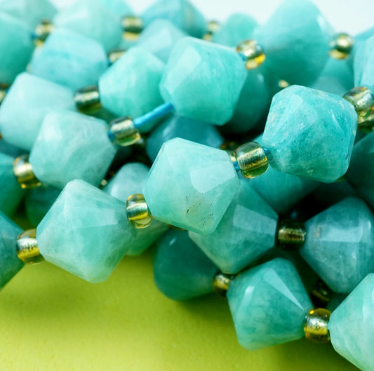 Russian Amazonite (Bicone)(Faceted)(8mm)(16" Strand)