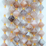 Peach Moonstone (Bicone)(Faceted)(8mm)(16"Strand)