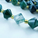 Moss Agate (Bicone)(Faceted)(8mm)(16"Strand)