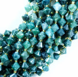 Moss Agate (Bicone)(Faceted)(8mm)(16"Strand)