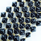 Black Tourmaline (Bicone)(Faceted)(8mm)(16"Strand)