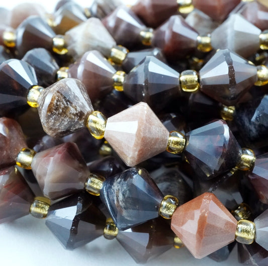 Petrified Wood (Bicone)(Faceted)(8mm)(16"Strand)