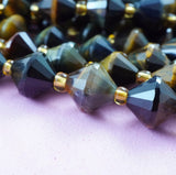 Hawk's Eye (Bicone)(Faceted)(8mm)(16"Strand)