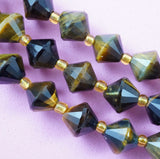 Hawk's Eye (Bicone)(Faceted)(8mm)(16"Strand)