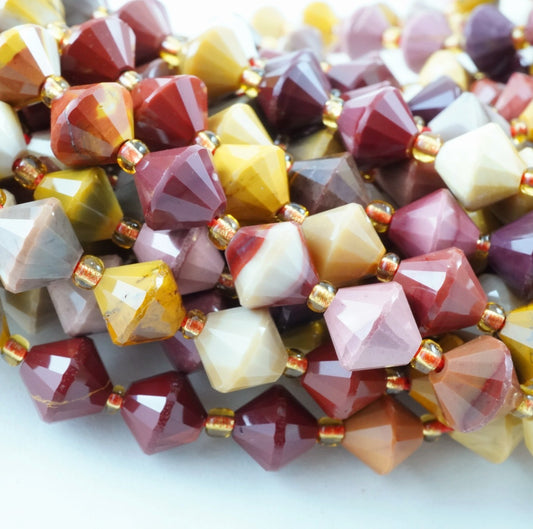 Mookaite (Bicone)(Faceted)(8mm)(16"Strand)