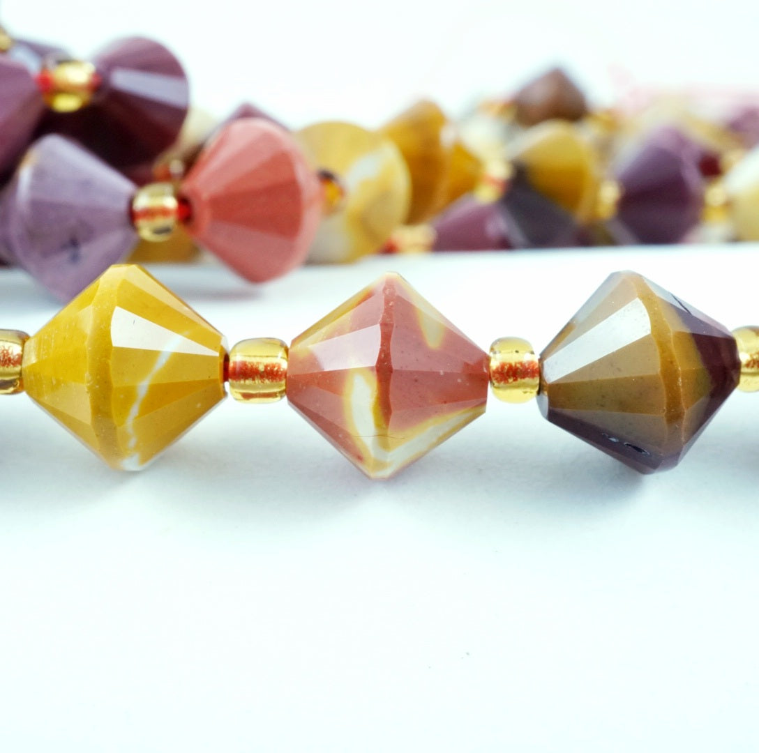 Mookaite (Bicone)(Faceted)(8mm)(16"Strand)