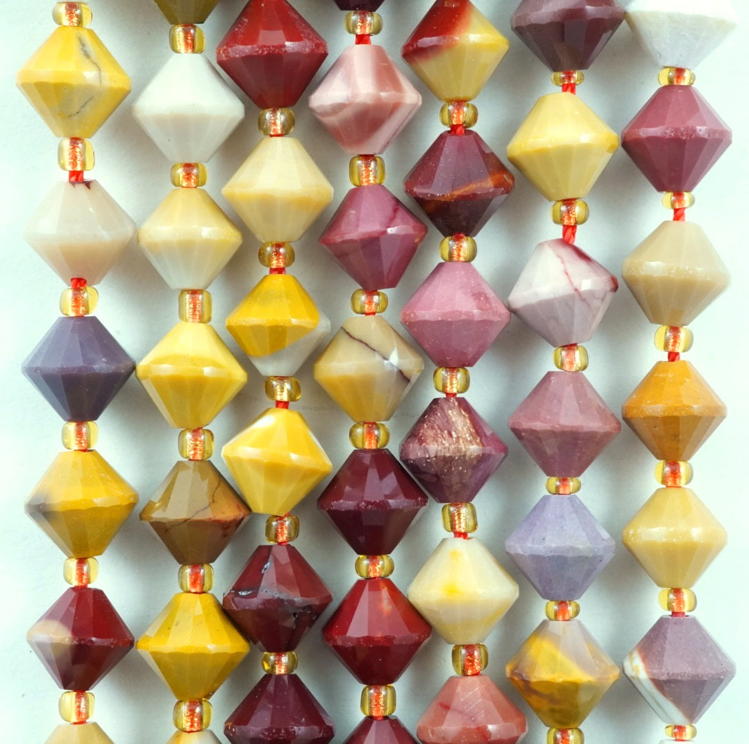 Mookaite (Bicone)(Faceted)(8mm)(16"Strand)