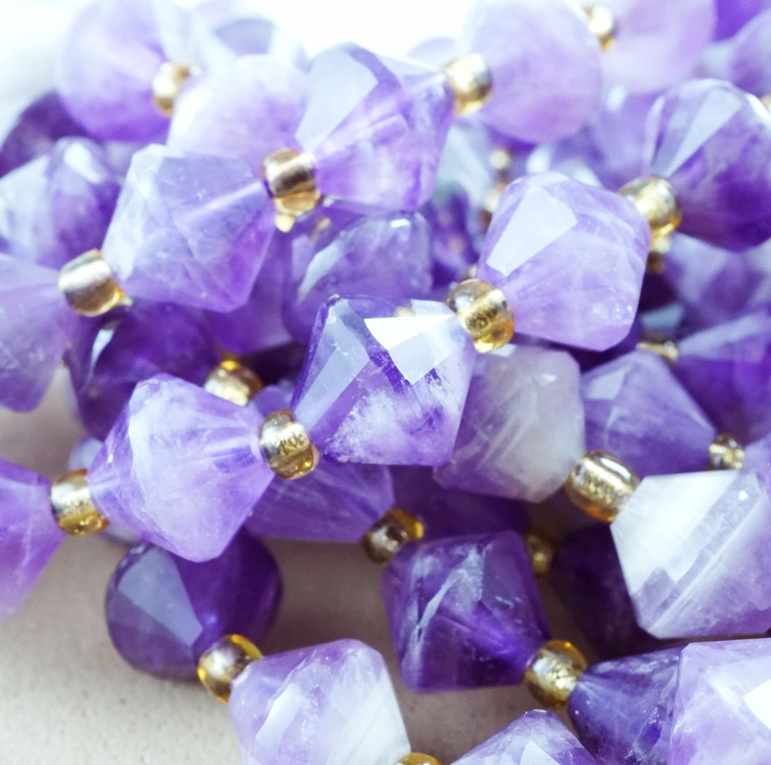 Chevron Amethyst (Bicone)(Faceted)(8mm)(16"Strand)