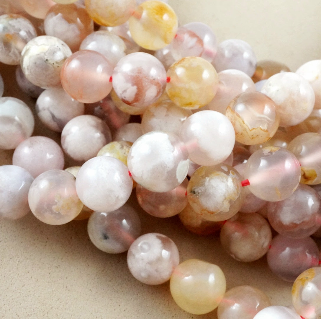 Sakura Agate (Round)(Smooth)(6mm)(8mm)(10mm)(16"Strand)