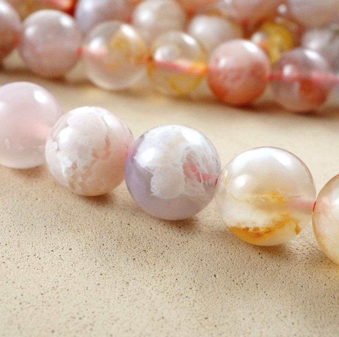 Sakura Agate (Round)(Smooth)(6mm)(8mm)(10mm)(16"Strand)