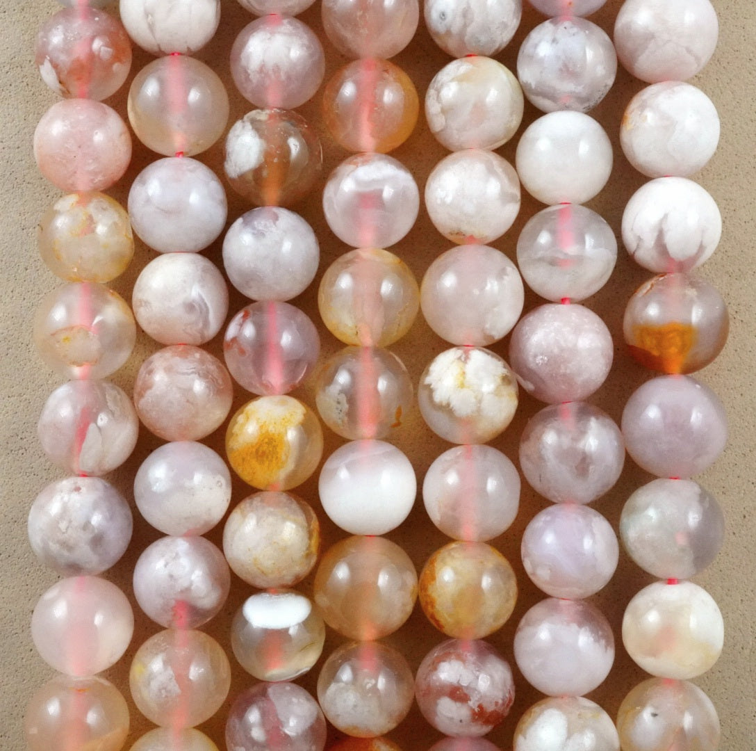 Sakura Agate (Round)(Smooth)(6mm)(8mm)(10mm)(16"Strand)