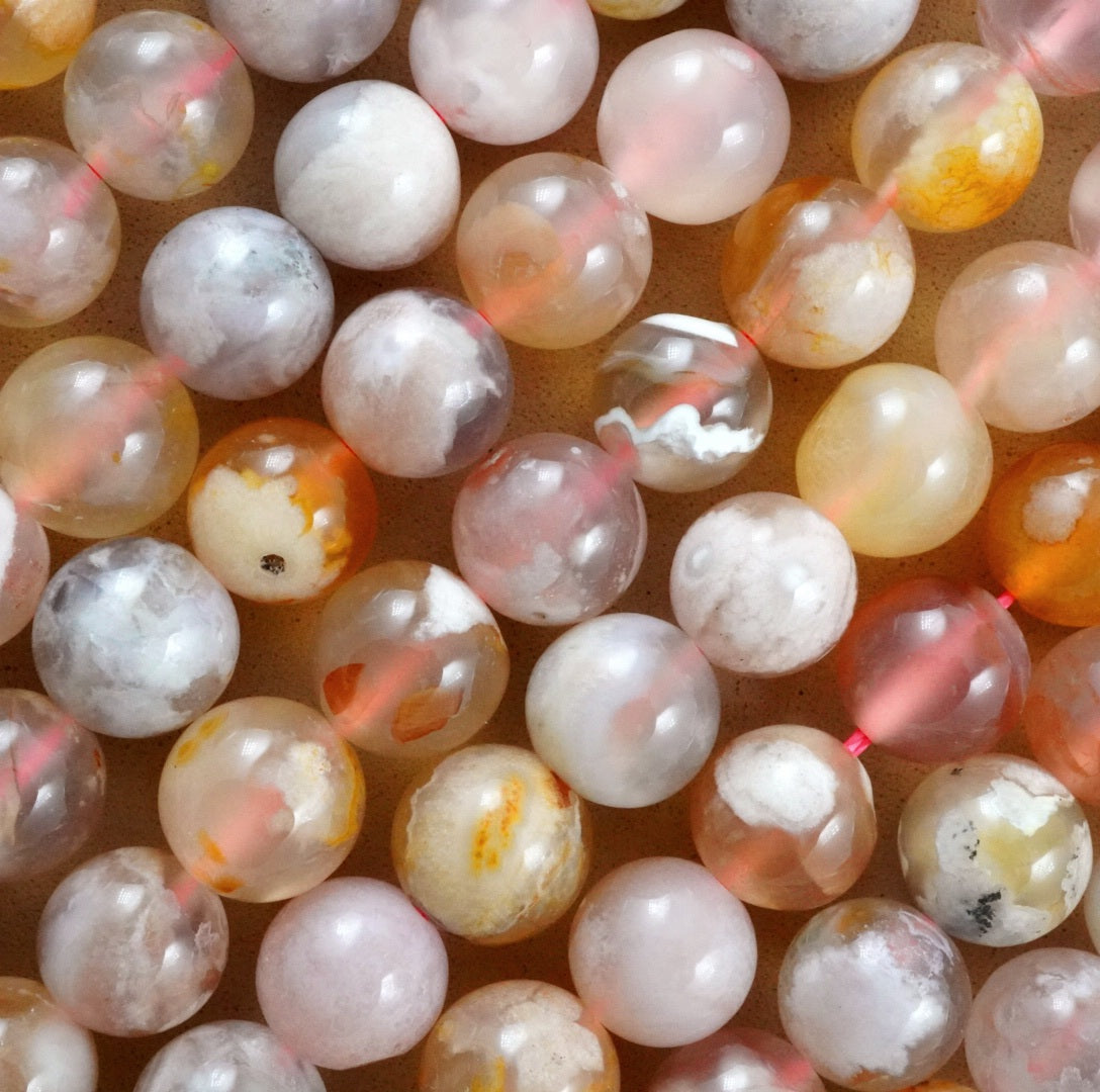 Sakura Agate (Round)(Smooth)(6mm)(8mm)(10mm)(16"Strand)