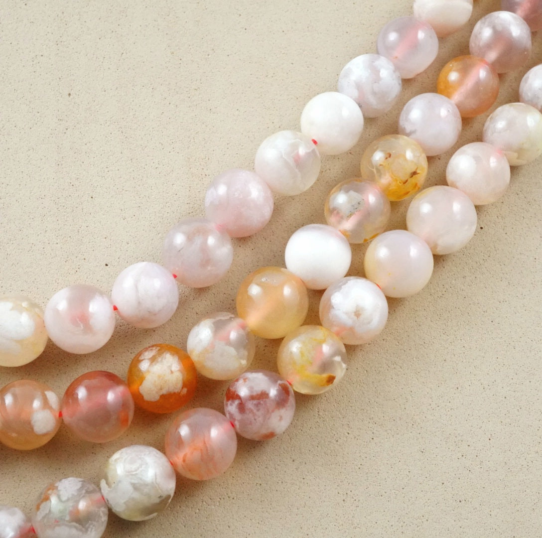 Sakura Agate (Round)(Smooth)(6mm)(8mm)(10mm)(16"Strand)