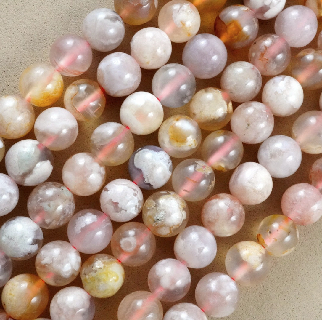 Sakura Agate (Round)(Smooth)(6mm)(8mm)(10mm)(16"Strand)