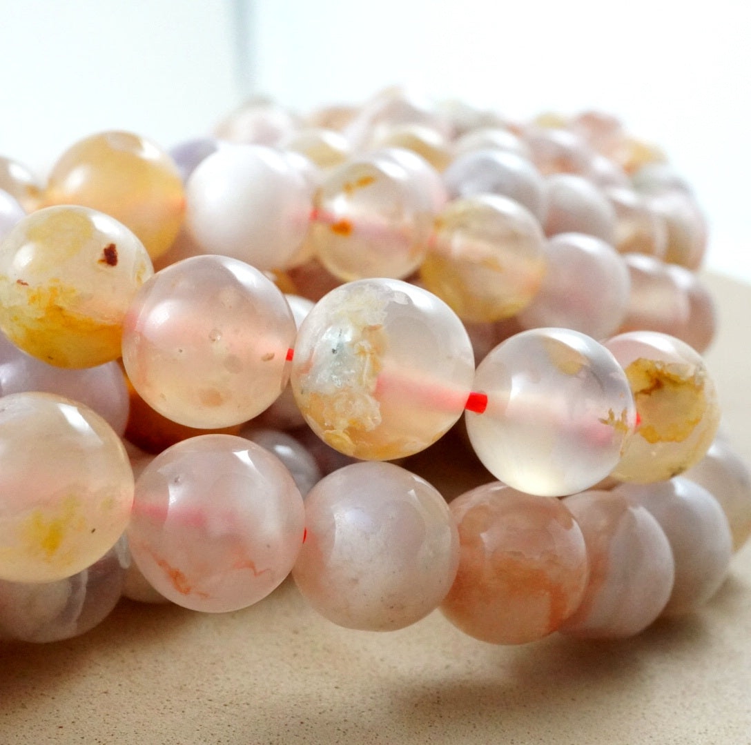 Sakura Agate (Round)(Smooth)(6mm)(8mm)(10mm)(16"Strand)