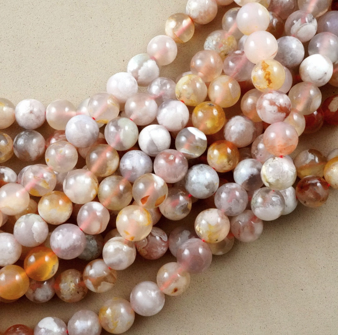 Sakura Agate (Round)(Smooth)(6mm)(8mm)(10mm)(16"Strand)