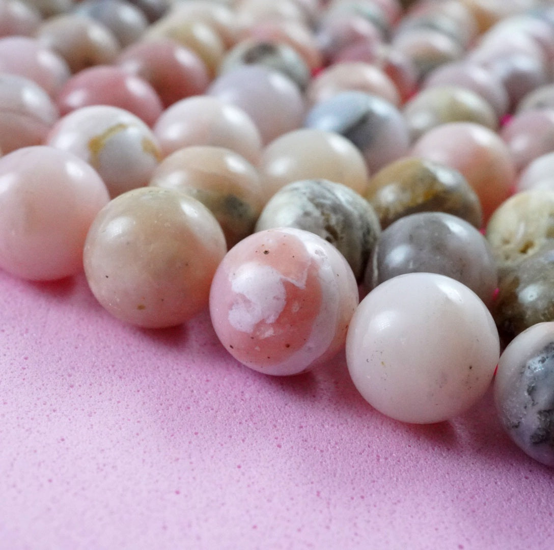 Pink Opal (Round)(Smooth)(6mm)(8mm)(16"Strand)