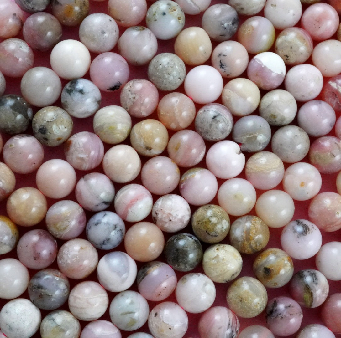 Pink Opal (Round)(Smooth)(6mm)(8mm)(16"Strand)