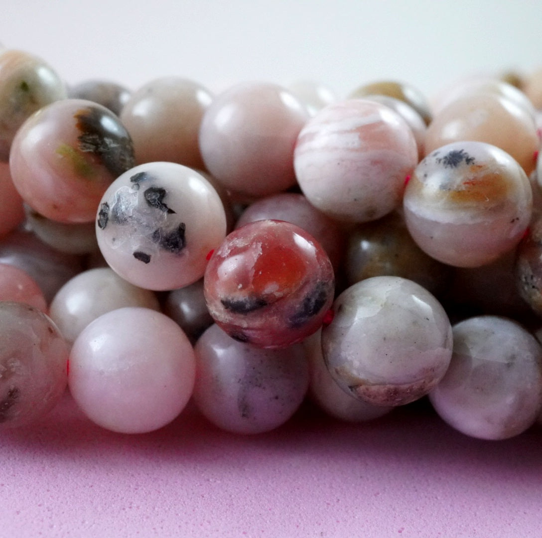 Pink Opal (Round)(Smooth)(6mm)(8mm)(16"Strand)