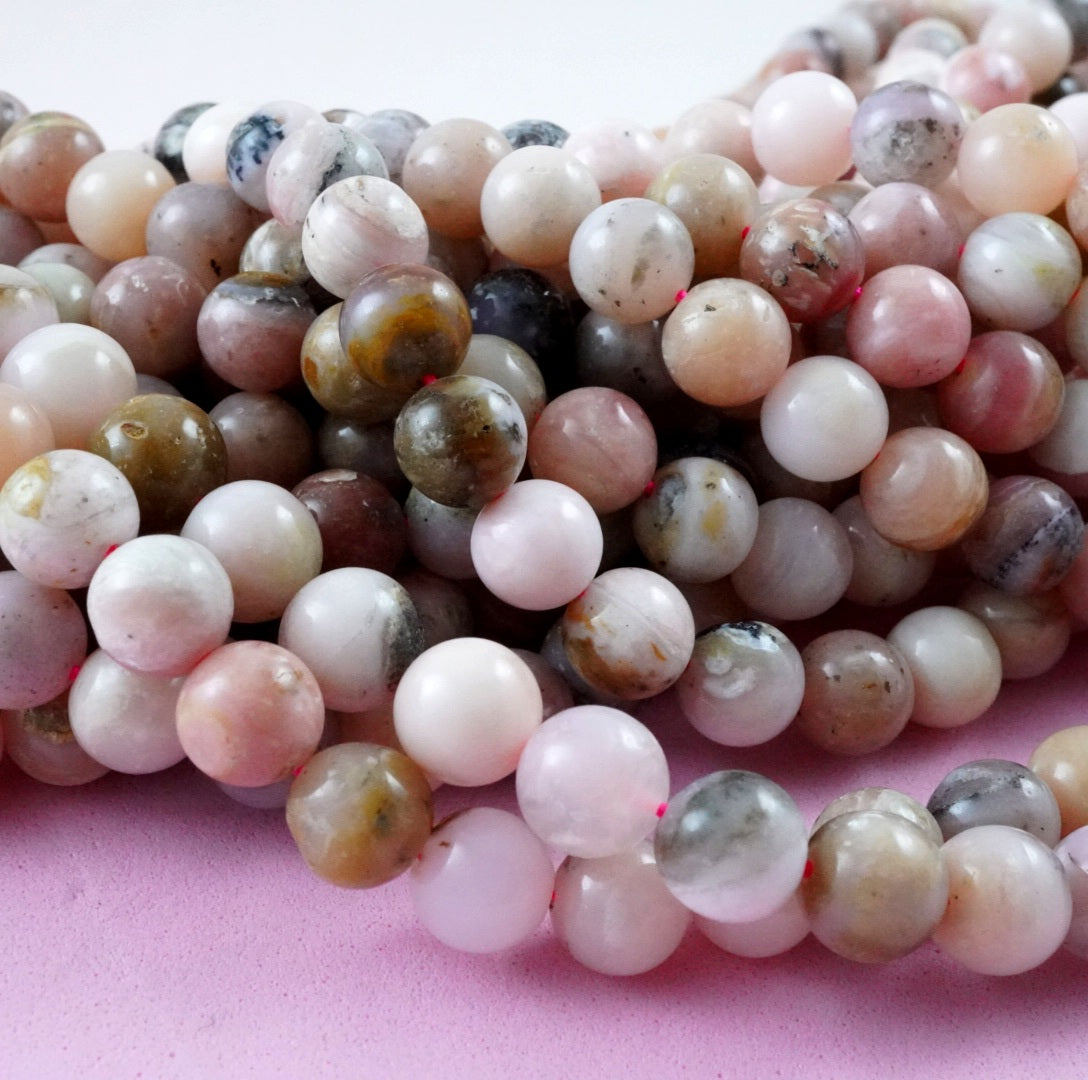 Pink Opal (Round)(Smooth)(6mm)(8mm)(16"Strand)