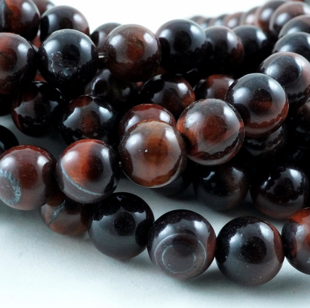 Red Tiger Eye (Round)(Smooth)(4mm)(6mm)(8mm)(10mm)(12mm)(16"Strand)