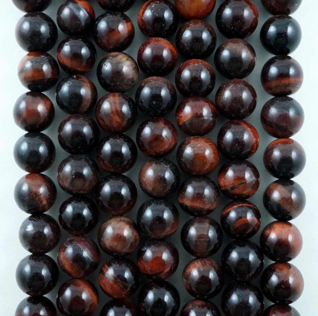 Red Tiger Eye (Round)(Smooth)(4mm)(6mm)(8mm)(10mm)(12mm)(16"Strand)