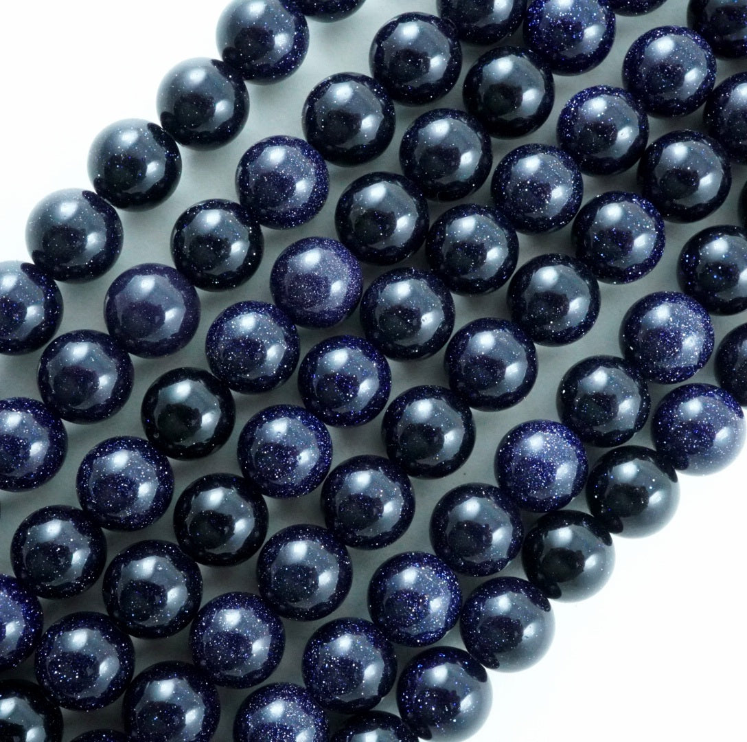 Blue Goldstone (Round)(Smooth)(4mm)(6mm)(8mm)(10mm)(12mm)(16"Strand)