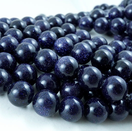 Blue Goldstone (Round)(Smooth)(4mm)(6mm)(8mm)(10mm)(12mm)(16"Strand)