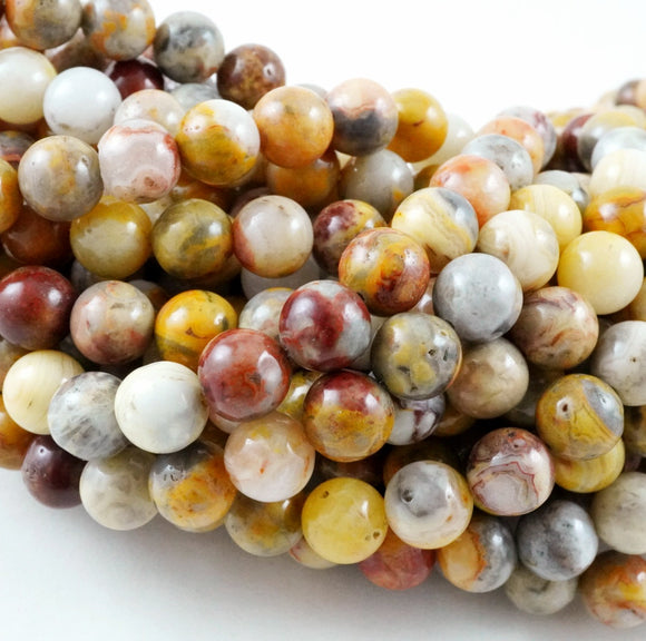 Crazy Lace Agate (Round)(Smooth)(4mm)(6mm)(8mm)(10mm)(12mm)(16