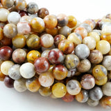 Crazy Lace Agate (Round)(Smooth)(4mm)(6mm)(8mm)(10mm)(12mm)(16"Strand)
