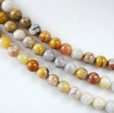 Crazy Lace Agate (Round)(Smooth)(4mm)(6mm)(8mm)(10mm)(12mm)(16"Strand)