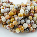 Crazy Lace Agate (Round)(Smooth)(4mm)(6mm)(8mm)(10mm)(12mm)(16"Strand)