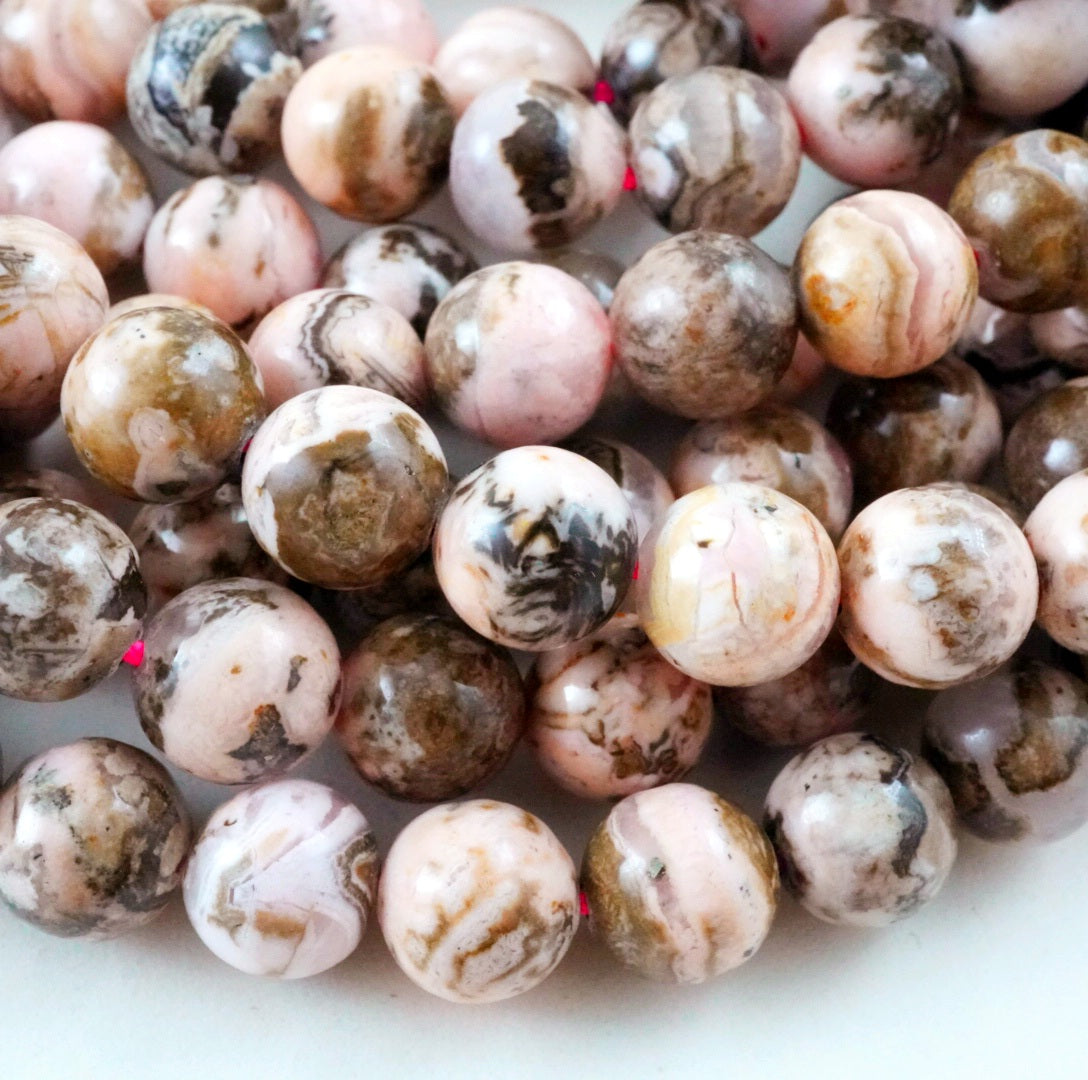 Chocolate Rhodochrosite (Round)(Smooth)(6mm)(8mm)(16"Strand)