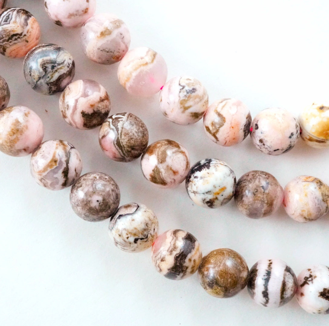 Chocolate Rhodochrosite (Round)(Smooth)(6mm)(8mm)(16"Strand)